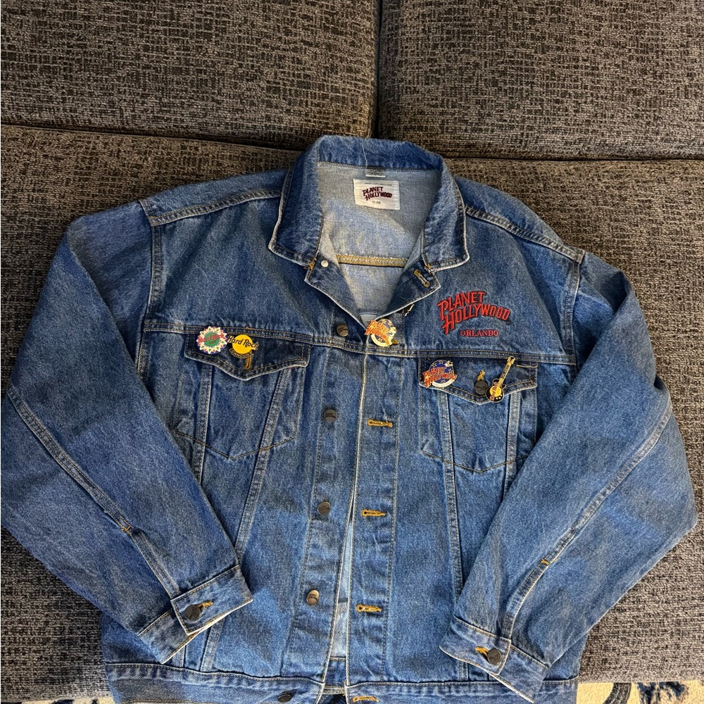Vintage Planet Hollywood Denim Jacket with Pins